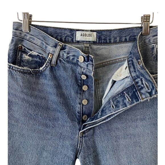 Agolde Riley High Rise Straight Crop Jean US 28 Blue Denim 100% Organic Cotton - Picture 9 of 16